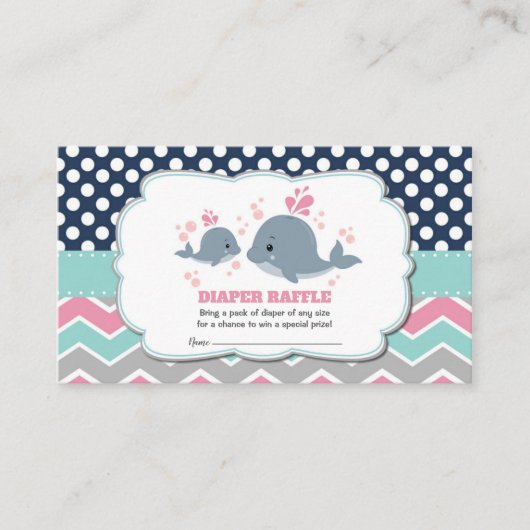 Walvis Baby shower Luier Raffle Ticket Insert Meis Informatiekaartje