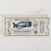  walvis, Baby shower Ticket Invitation Kaart (Voorkant / Achterkant)