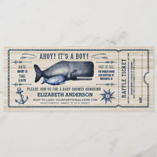 walvis, Baby shower Ticket Invitation Kaart