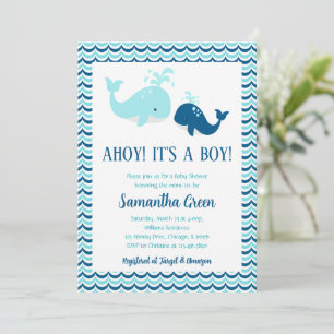 Walvis babyshower uitnodiging