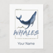 Walvis Bescherm Walvissen en Oceaan Aquarel Walvis Feestdagenkaart (Voorkant)