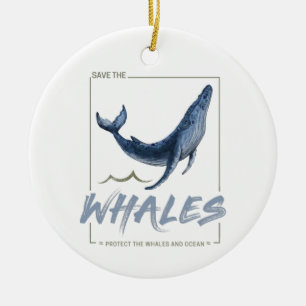 Walvis Bescherm walvissen en oceaan Waterverf walv Keramisch Ornament