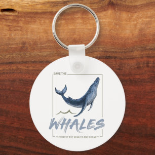 Walvis Bescherm walvissen en oceaan Waterverf walv Sleutelhanger