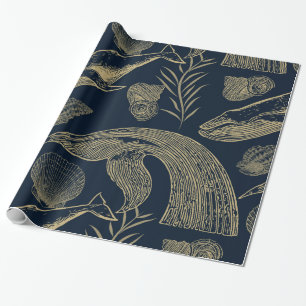  walvis blauw cadeaupapier