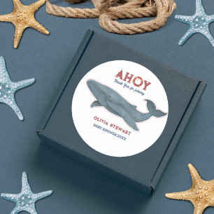 Walvis Dank u Nautisch Baby shower Ronde Sticker