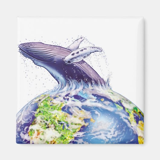 walvis en aarde ontwerp magneet (Voorkant)