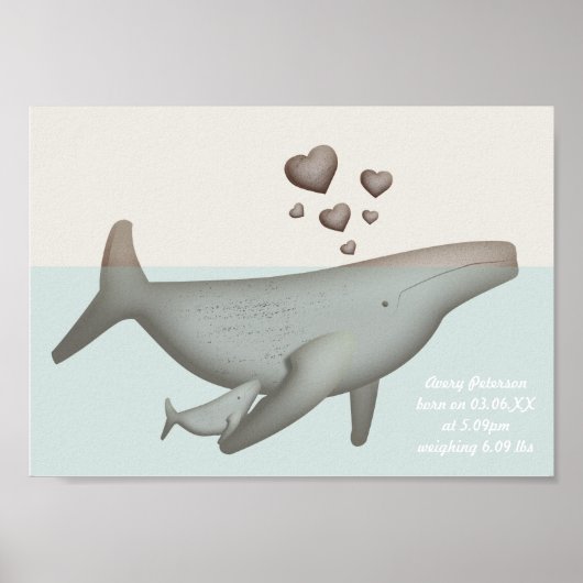 Walvis en baby kinderkamer muurkunst poster (Voorkant)