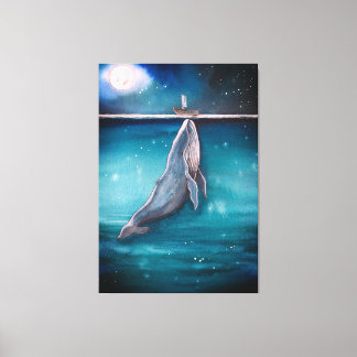 walvis en boot canvas afdruk