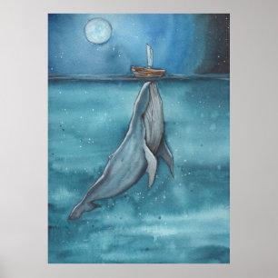 walvis en boot poster
