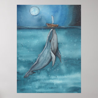 walvis en boot poster