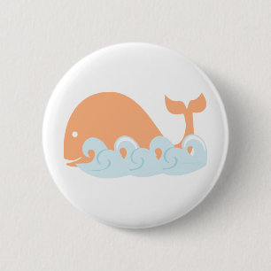 walvis en golven ronde button 5,7 cm
