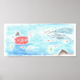 Walvis en Rode Renner Zingen Poster