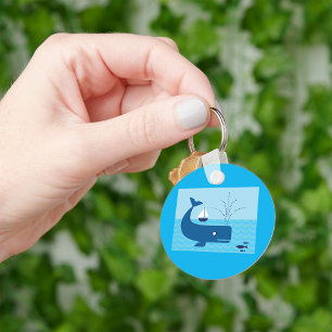 Walvis en zeilboot Oceaans blauw zee Sleutelhanger