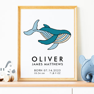 Walvis Geboorte Statistieken Baby Jongen Poster