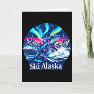 Walvis genietend van skiën in Alaska avontuur Kaart