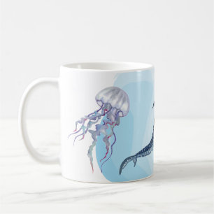 Walvis Haai. Waterverf Koffiemok