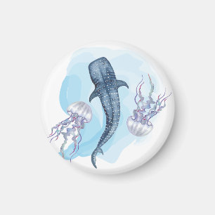 Walvis Haai. Waterverf Magneet