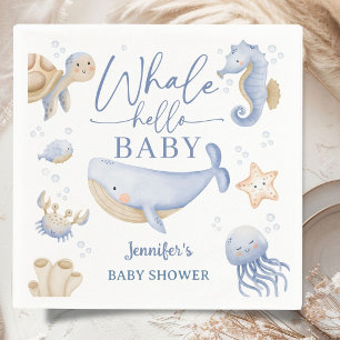 Walvis Hallo Baby Shower Jongen Blauwe Oceaan Servet