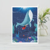 walvis in de zee feestdagenkaart (Staand voorkant)