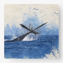 Walvis in Zee Vogels in Afstand Art Decor Gift