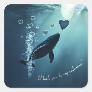 Walvis, jij bent mijn valentijn vierkante sticker