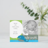 Walvis Jongen Geboorteaankondiging Aankondiging (Staand voorkant)