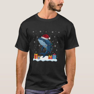 Walvis Kerstman Hoed Kerstboom Licht Kerstmis Pana T-shirt