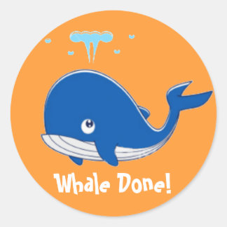 Walvis klaar! ronde sticker