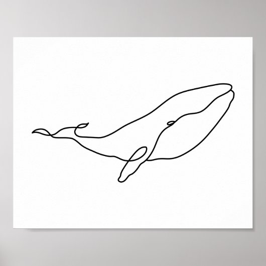 Walvis, lijntekening illustratie poster (Voorkant)