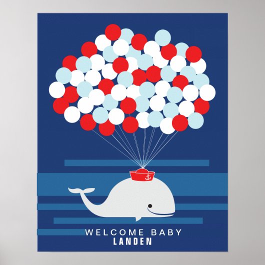 Walvis | Logboek voor gasten op babyshower Print (Voorkant)