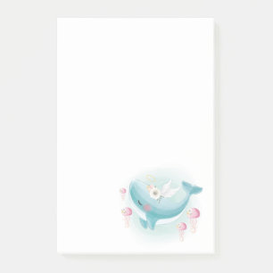  walvis met kwallen en bloemen post-it® notes