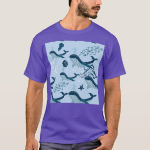 walvis met onderwatermodelzeewier t-shirt