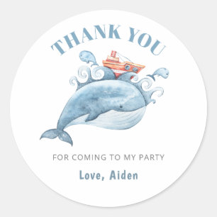 Walvis Oceaan Thema Feest Bedankt Ronde Sticker