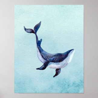 Walvis, onder de zee, oceaan kinderkamer muurkunst poster