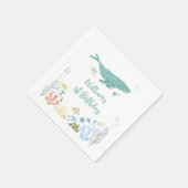 Walvis onder het Zee 1e Verjaardag Servet (Hoek)