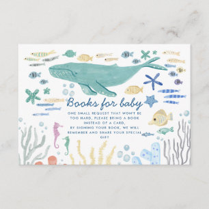 Walvis onder het Zee Baby shower boeken voor Baby Informatiekaartje