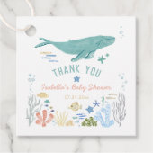 Walvis onder het Zee Baby shower Dank u Bedankjes Labels (Voorkant)