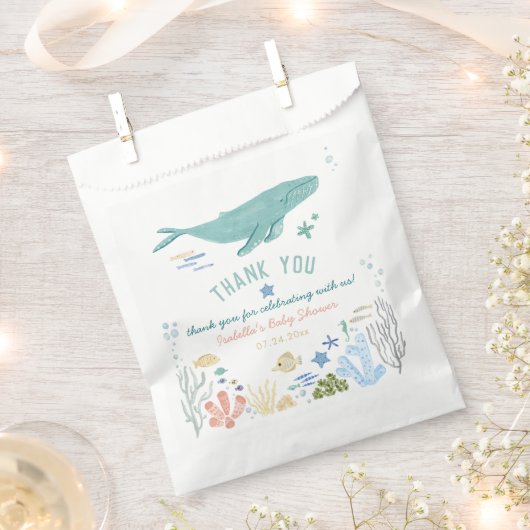 Walvis onder het Zee Baby shower Dank u Bedankzakje (Geknipt)