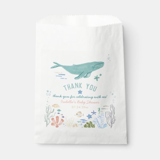 Walvis onder het Zee Baby shower Dank u Bedankzakje (Voorkant)