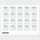 Walvis onder het Zee Baby shower Vierkante Sticker (Vel)