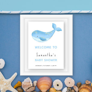 Walvis onder het zee baby shower welkom poster