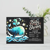 Walvis onder het Zee Boho Boy Baby shower Kaart (Staand voorkant)