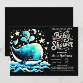 Walvis onder het Zee Boho Boy Baby shower Kaart (Voorkant / Achterkant)