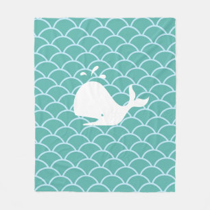 Walvis op een turquoise golvende oceaan fleece deken
