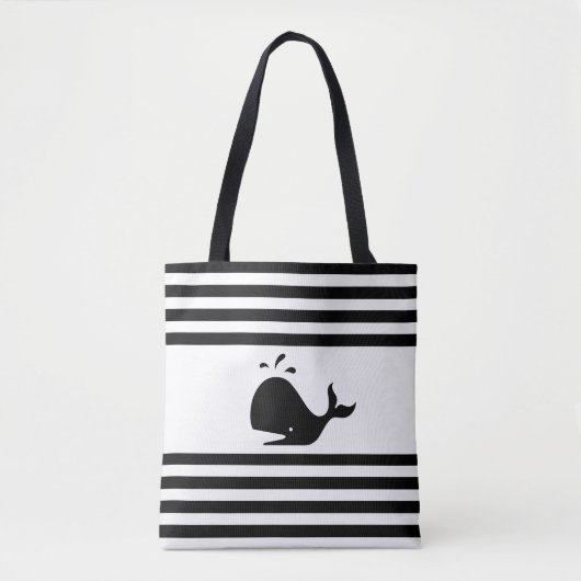 Walvis op zwart-wit gestreepte Canvas tas (Voorkant)