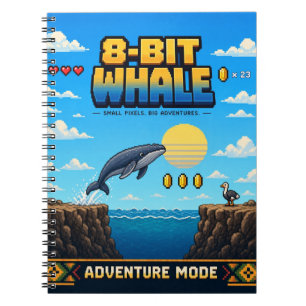 Walvis, Retro 8-Bit Pixelkunst Notitieboek