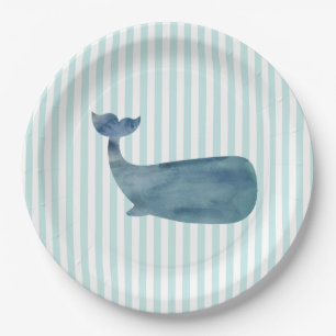 Walvis silhouet nautische schilderij oceaan papieren bordje