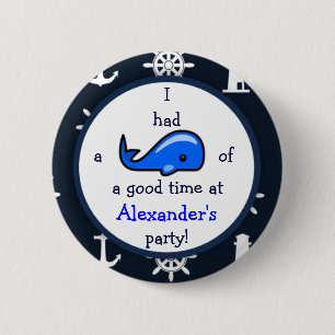 walvis van een goed-tijd-autisch thema Birthday Ronde Button 5,7 Cm