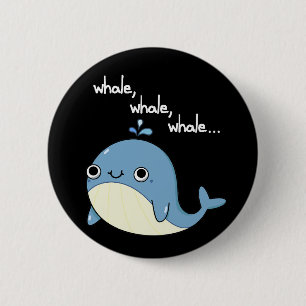 Walvis, walvis, walvis Schattig Zeedier Woordspeli Ronde Button 5,7 Cm