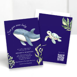Walvis Zee Jou Gauw Baby Borrel Uitnodiging
